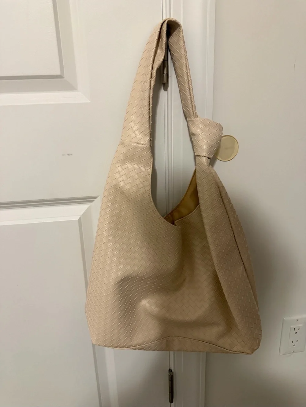 Woven Hobo Shoulder Bag - Cream